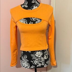 Forever 21 Vibrant Orange Cut-Out Crop Top NWT